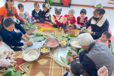 Hoạt động trải nghiệm gói bánh trưng ngày tết
